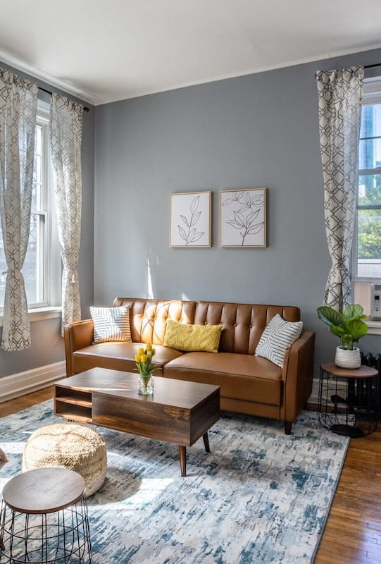 staged apartment couch